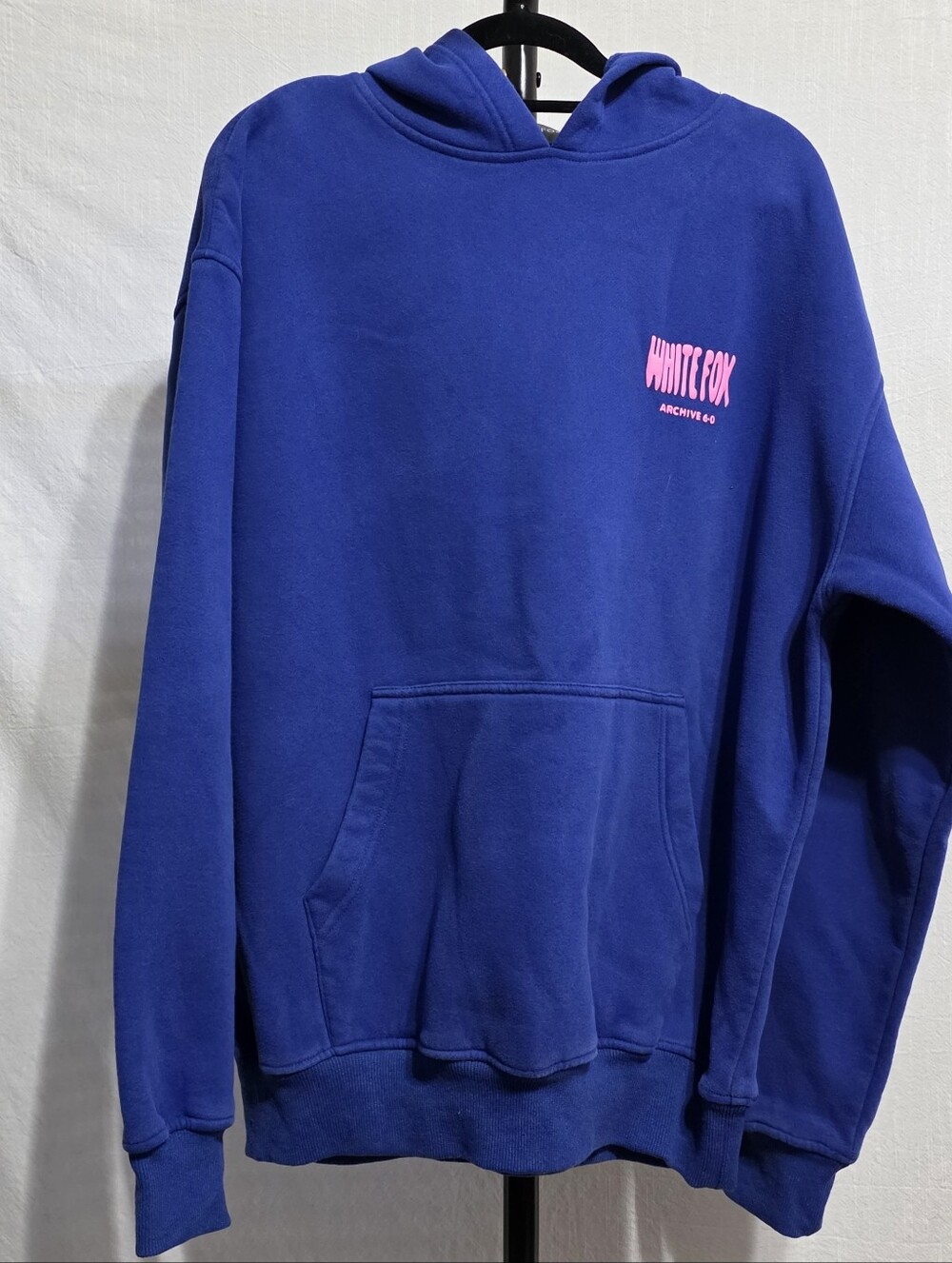 White Fox Archive 6.0 Oversized Hoodie Blue Pink Graphic Pullover Sweatshirt S